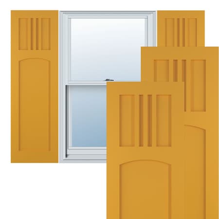 True Fit PVC San Miguel Mission Style Fixed Mount Shutters, Turmeric, 18W X 59H